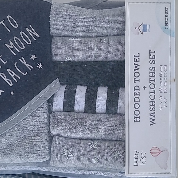 BABY GIFT SET Old Navy footed striped pj's & BABY KISS Towel & Washcloths Blue - Picture 11 of 14